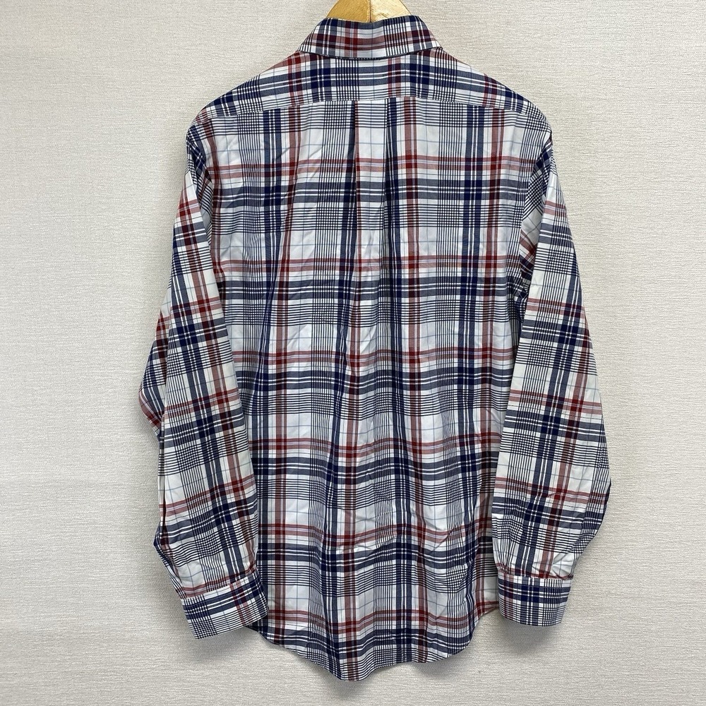 Brooks Brothers Regent Button Down Shirt Mens M Red White Blue Plaid Non-Iron - Picture 3 of 10